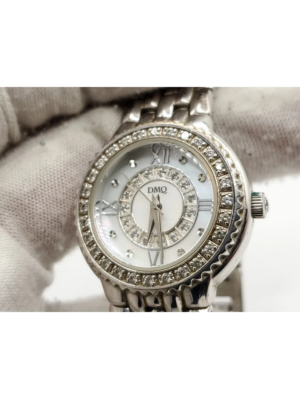 DMQ Quartz Watch Womens New Battery Silver Tone MOP Dial 26mm
